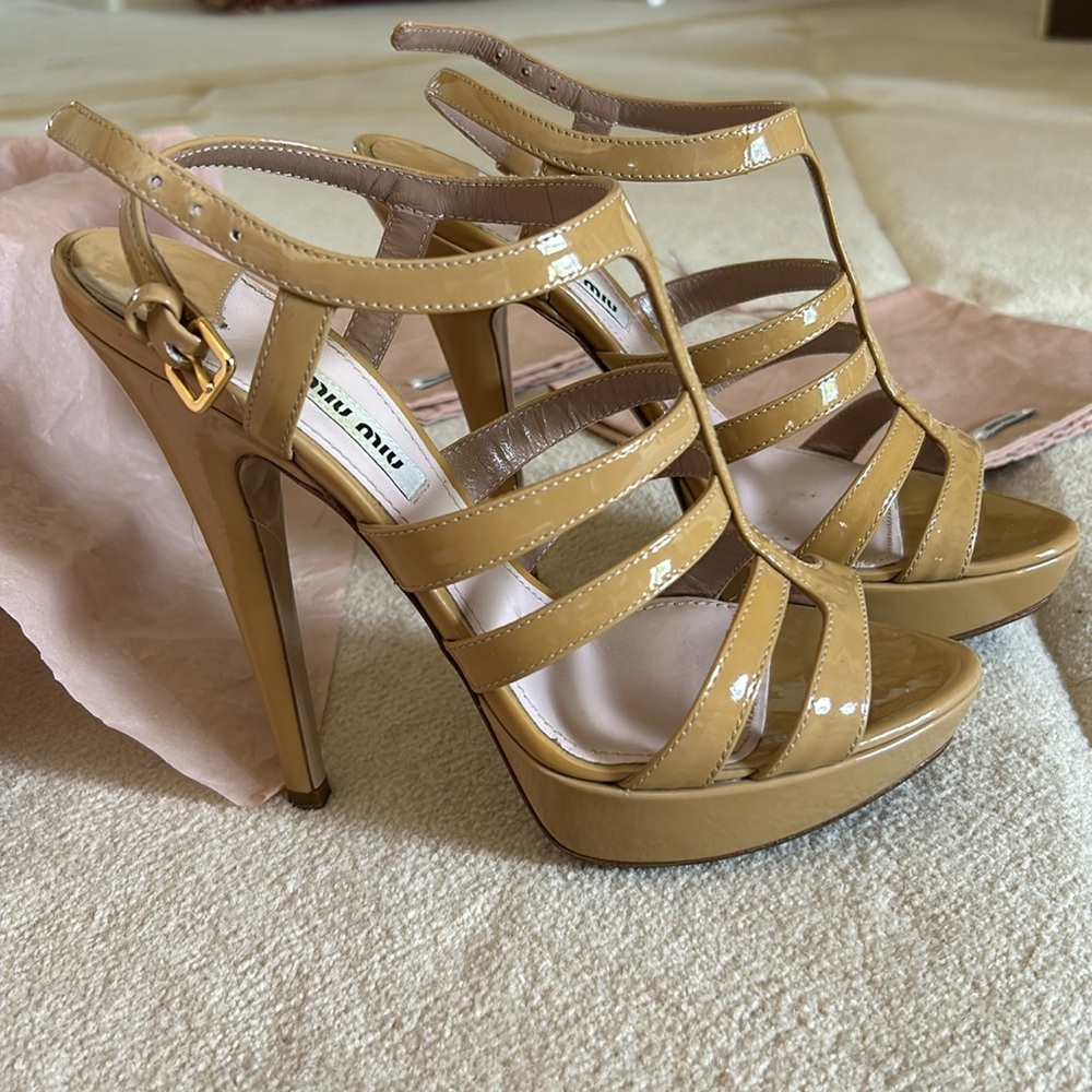MIU MIU Nude Calzature Donna size 38 Vernice 3